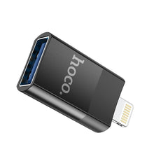 Заредете изображение във визуализатора на галерията – Hoco adaptor otg from usb a (female) to lightning 8-pin ua17 black
