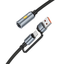 Заредете изображение във визуализатора на галерията – Кабел Hoco USB A / Type C to cigarete lighter UA38B 0,3 m черен