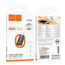 Заредете изображение във визуализатора на галерията – HOCO adapter OTG Lightning (male) to Type C (female) UA36A transparent black