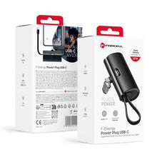 Заредете изображение във визуализатора на галерията – FORCELL F-ENERGY Power Plug F5K3 преносима батерия 5 000mAh за Type C PD 20W черна