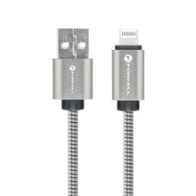 Заредете изображение във визуализатора на галерията – FORCELL F-ENERGY Metal C236 кабел USB A към Lightning 2,4A 12W 1 м сребрист