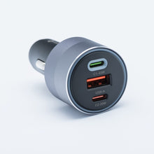 Заредете изображение във визуализатора на галерията – FORCELL F-ENERGY Alu зарядно за кола 2 x Type C + USB A PD QC4.0 SFC 2.0 4,5A 65W сив