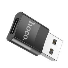 Заредете изображение във визуализатора на галерията – HOCO адаптер OTG USB A (мъжки) към Type C (женски) UA17 черен