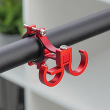 Заредете изображение във визуализатора на галерията – Hook for shopping with two loops for bike / scooter aluminum FS366 red