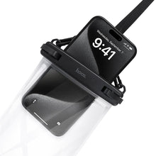 Заредете изображение във визуализатора на галерията – Waterproof case for mobile phone Hoco IP68 222 x 125 x 21 mm HX52 transparent