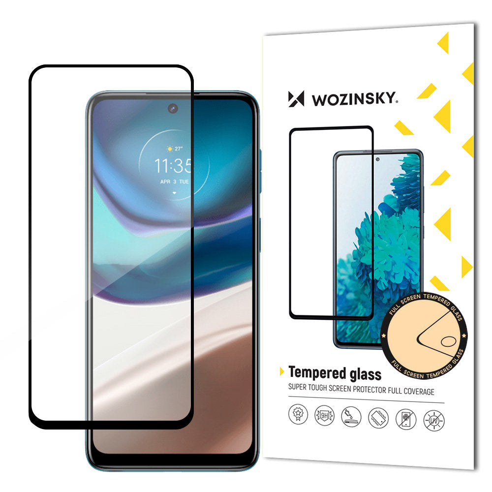 Wozinsky Super Durable Full Glue Tempered Glass Full Screen With Frame Case Friendly Motorola Moto G42 Black - TopMag