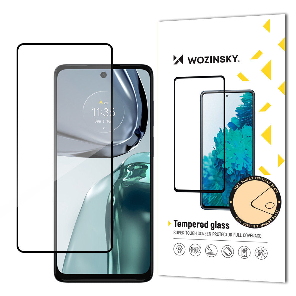Wozinsky Super Durable Full Glue Tempered Glass Full Screen With Frame Case Friendly Motorola Moto G62 Black - TopMag