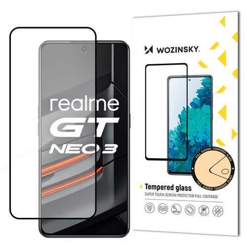 Wozinsky Super Tough Full Glue Tempered Glass Full Screen With Frame Case Friendly Realme GT Neo 3 Black - TopMag