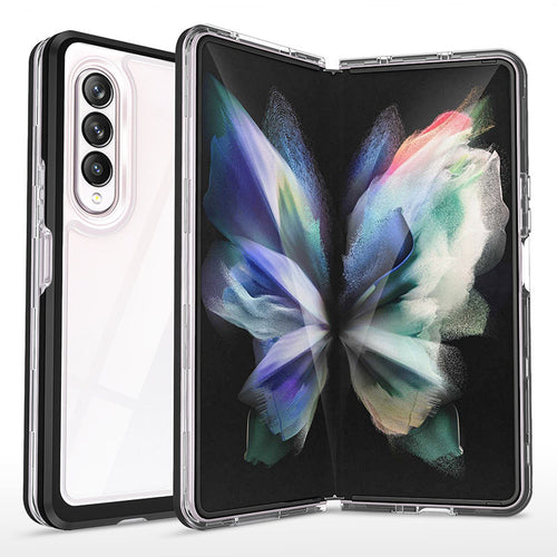 Clear 3in1 case for Samsung Galaxy Z Fold 4 silicone cover with frame black