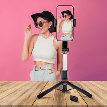 Заредете изображение във визуализатора на галерията – Combo selfie stick with tripod and remote control bluetooth black sstr-13
