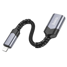 Заредете изображение във визуализатора на галерията – HOCO adapter iPhone Lightning 8-pin (male) to USB (female) 3.0 UA24 black