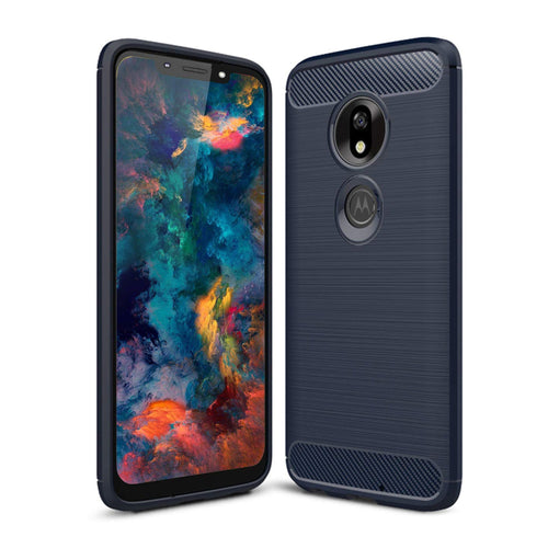 Carbon Case Flexible Cover TPU Case for Motorola Moto G7 Play blue - TopMag