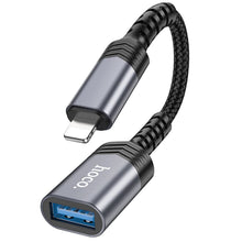 Заредете изображение във визуализатора на галерията – HOCO adapter iPhone Lightning 8-pin (male) to USB (female) 3.0 UA24 black