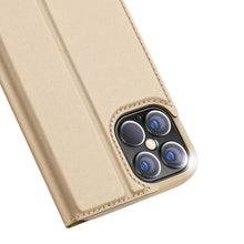 Заредете изображение във визуализатора на галерията – DUX DUCIS Skin Pro Bookcase type case for iPhone 12 Pro Max golden - TopMag
