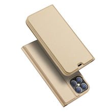 Заредете изображение във визуализатора на галерията – DUX DUCIS Skin Pro Bookcase type case for iPhone 12 Pro Max golden - TopMag
