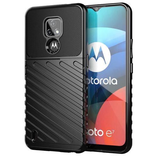 Thunder Case flexible armored cover for Motorola Moto E7 black - TopMag