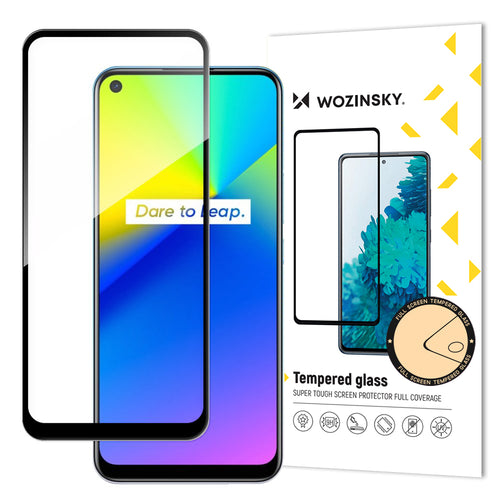 Wozinsky Tempered Glass Full Glue Super Tough Screen Protector Full Coveraged with Frame Case Friendly for Realme 7i black - TopMag