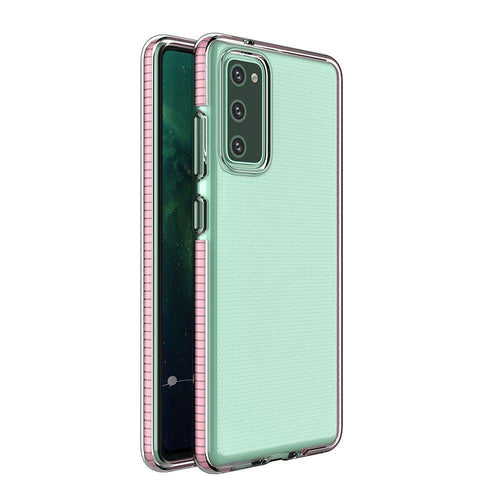 Spring Case clear TPU gel protective cover with colorful frame for Samsung Galaxy A02s EU light pink - TopMag