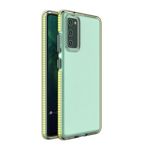 Spring Case clear TPU gel protective cover with colorful frame for Samsung Galaxy A02s EU yellow - TopMag