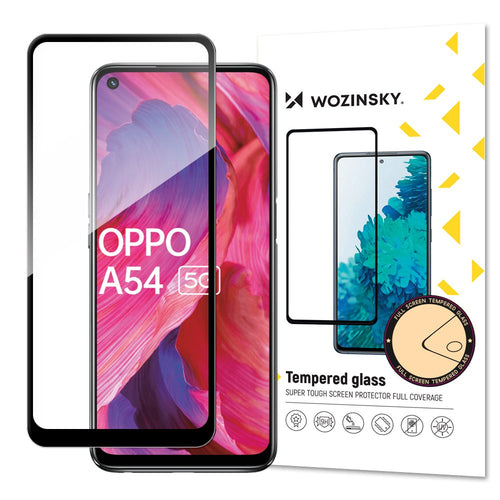 Wozinsky Tempered Glass Full Glue Super Tough Screen Protector Full Coveraged with Frame Case Friendly for Oppo A54 5G black - TopMag