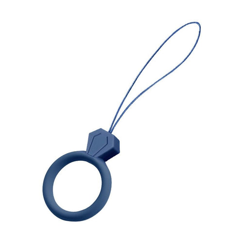 Silicone lanyard for the phone diamond ring pendant for a finger dark blue - TopMag