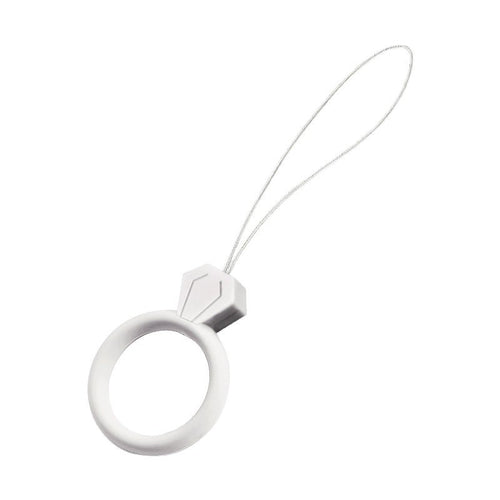 Silicone lanyard for the phone diamond ring pendant for a finger white - TopMag