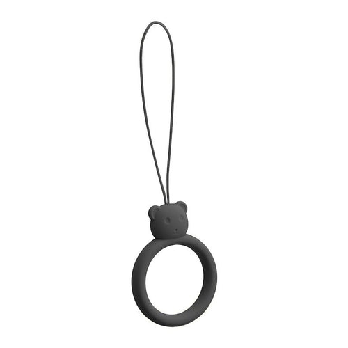 A silicone lanyard for a phone bear ring on a finger black - TopMag