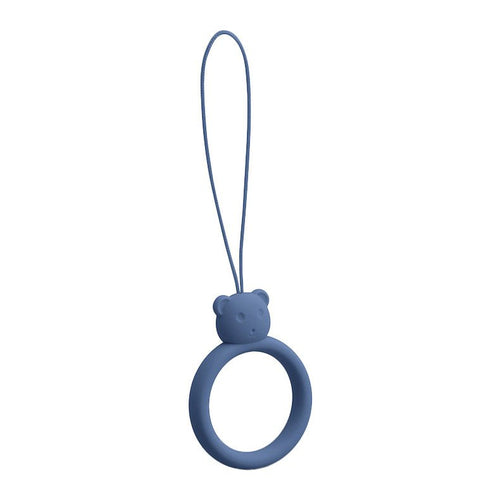 A silicone lanyard for a phone bear ring on a finger dark blue - TopMag