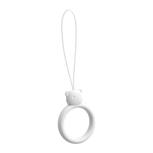 A silicone lanyard for a phone bear ring on a finger white - TopMag