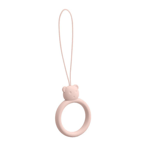 A silicone lanyard for a phone bear ring on a finger pink - TopMag