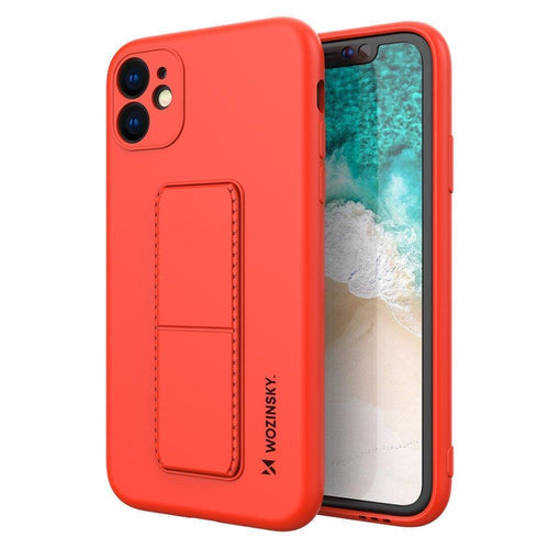 Wozinsky Kickstand Case Silicone Stand Cover for Samsung Galaxy A22 5G Red - TopMag