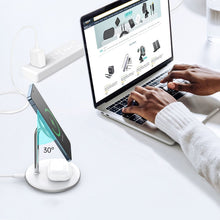 Заредете изображение във визуализатора на галерията – Choetech Qi 15W Wireless Charger for iPhone and AirPods Magnetic Holder Compatible with MagSafe silver (T581-F) - TopMag
