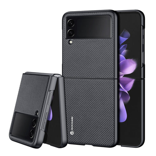 Dux Ducis Fino case is nylon covered Samsung Galaxy Z Flip 3 black - TopMag