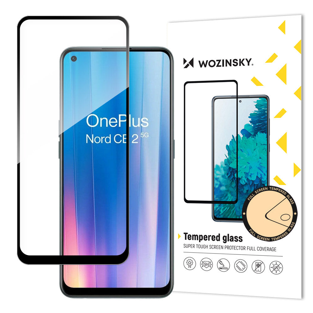 Wozinsky Tempered Glass Full Glue Super Tough Screen Protector Full Coveraged with Frame Case Friendly for OnePlus Nord CE 2 5G black - TopMag