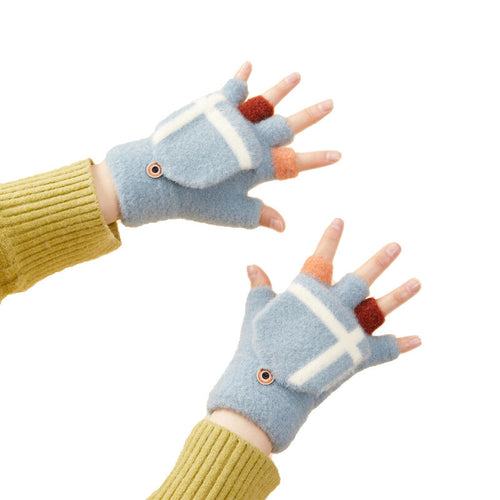 Women's/children's winter telephone gloves - blue