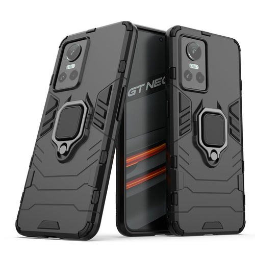 Ring Armor tough hybrid case cover + magnetic holder Realme GT Neo 3 black - TopMag