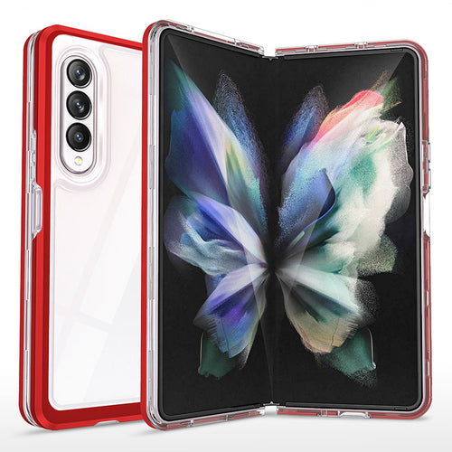 Clear 3in1 case for Samsung Galaxy Z Fold 4 silicone cover with frame red