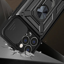Заредете изображение във визуализатора на галерията – Hybrid Armor Camshield case for Vivo Y35 / Vivo Y22 / Vivo Y22s armor case with camera cover black

