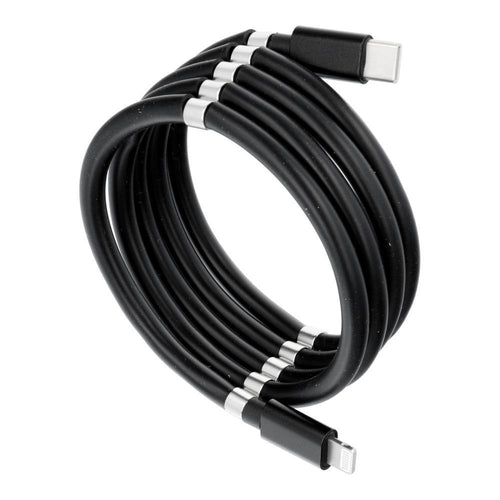 Cable type c for iphone lightning 8-pin power delivery pd18w magnetic 3a c673 black 1 meter - TopMag