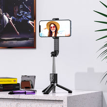 Заредете изображение във визуализатора на галерията – Borofone Selfie Stick BY9 Streamer bluetooth with tripod and remote control black
