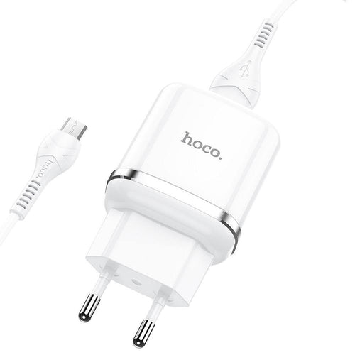 Hoco charger usb 3a qc3.0 fast charge special single port with micro cable n3 white - TopMag
