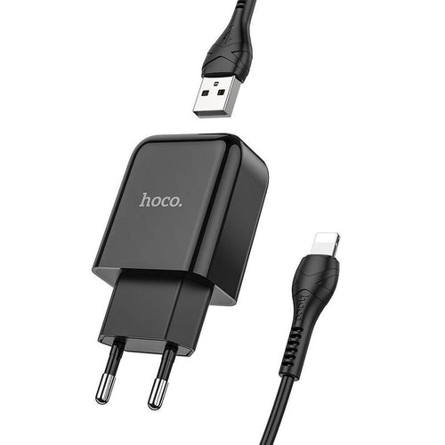 Hoco travel charger usb + cable for lightning 8-pin 2a n2 vigour black - TopMag