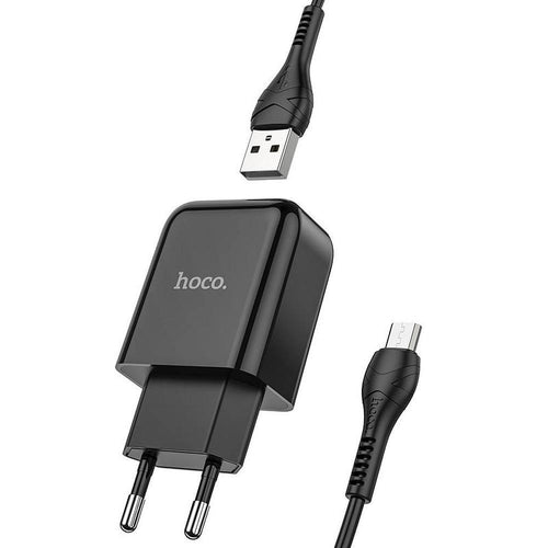 Hoco travel charger usb + cable micro 2a n2 vigour black - TopMag
