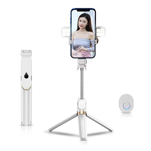 Selfie stick led ring tripod + remote control white sstr-20 - TopMag