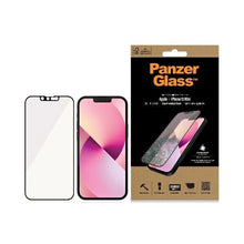 Заредете изображение във визуализатора на галерията – PanzerGlass E2E Microfracture antibacterial glass with blue light filter for iPhone 13 mini - with black frame
