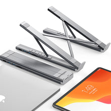 Заредете изображение във визуализатора на галерията – 7in1 laptop stand Choetech HUB-M48 PD USB-C SD TF USB-A HDMI 100W + USB-C cable - gray
