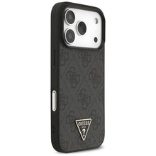Заредете изображение във визуализатора на галерията – GUESS case for IPHONE 17 Pro compatible with MagSafe GUHMP17LP4TSDPPSK (4G PU W/ Strap Triangle Logo) black
