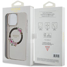 Заредете изображение във визуализатора на галерията – Guess IML Flowers Wreath MagSafe case for iPhone 15 Pro Max - black
