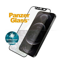Заредете изображение във визуализатора на галерията – PanzerGlass E2E Microfracture Antibacterial Glass with Camera Protector for iPhone 12 / 12 Pro - With Black Frame
