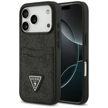 Заредете изображение във визуализатора на галерията – GUESS case for IPHONE 17 Pro GUHCP17LP4TPK (4G Double Card Triangle) black
